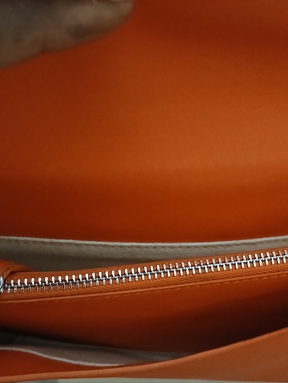 BAGGU | Minimalist Orange Cowhide Leather Crossbody Shoulder Bag - Picture 11 of 13